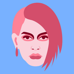 girl   face vector illustration flat style front 