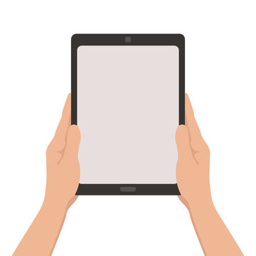 tablet in hands  vector illustration flat style front 
