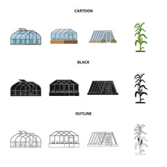 Isolated object of greenhouse and plant icon. Set of greenhouse and garden stock vector illustration.