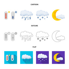 Vector illustration of weather and climate icon. Collection of weather and cloud stock vector illustration.