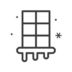 window shutter in winter, Merry Christmas icon set, outline design editable stroke