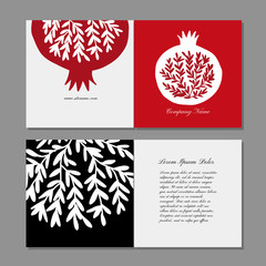 Greeting cards design, pomegranate background