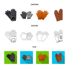 Fototapeta premium Isolated object of glove and winter sign. Collection of glove and equipment stock vector illustration.