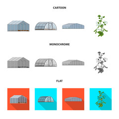Vector design of greenhouse and plant icon. Collection of greenhouse and garden stock vector illustration.