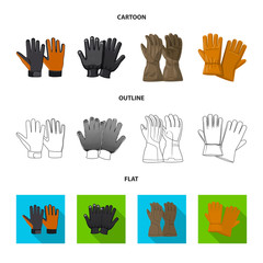 Vector illustration of glove and winter sign. Collection of glove and equipment stock symbol for web.