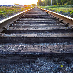 railway in autumn forest