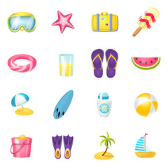 Vector illustration of equipment and swimming icon. Collection of equipment and activity stock symbol for web.