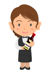 ワインを持つウェイトレス