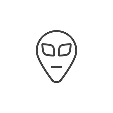 Extraterrestrial alien face outline icon. linear style sign for mobile concept and web design. humanoid alien head simple line vector icon. Symbol, logo illustration. Pixel perfect vector graphics