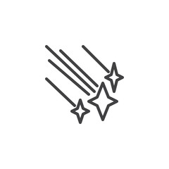 Falling stars outline icon. linear style sign for mobile concept and web design. Starfall simple line vector icon. Symbol, logo illustration. Pixel perfect vector graphics