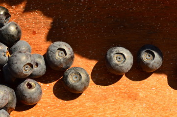 Blueberry fresh ripe berries brightly blue on a natural wooden background