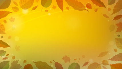 Autumn Background With Leaves Vector Illustration Template.