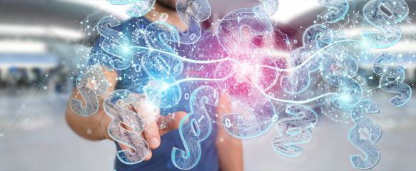 Businessman using 3D rendering digital paragraph law symbol