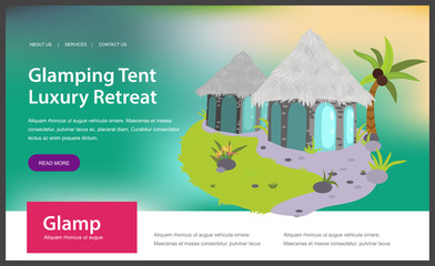 Naklejka premium Glamping houses poster