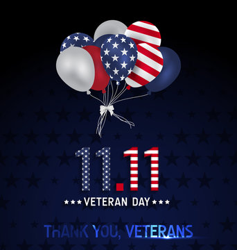 Veterans day background. Say "thank you veterans" greeting card.