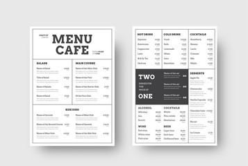 Vector design menu for cafes and restaurants with the division into blocks of thin lines. - obrazy, fototapety, plakaty