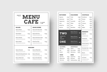 Fotobehang Vector design menu for cafes and restaurants with the division into blocks of thin lines. © olegphotor