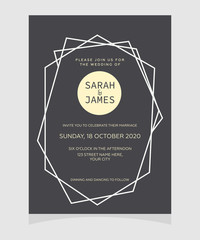 wedding invitation card template with copper color flower floral background. wedding invitation. Save the date. Vector illustration.