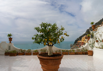 Pottery with lemons in Positano Amalfi Coast