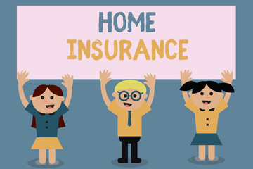 Text sign showing Home Insurance. Conceptual photo Covers looses and damages and on accidents in the house.
