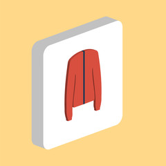 Clothing, Jacket Simple vector icon. Illustration symbol design template for web mobile UI element. Perfect color isometric pictogram on 3d white square. Clothing Jacket icons for you business project