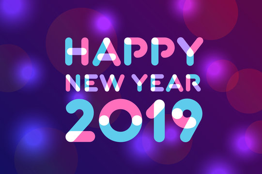 Happy new year 2019 greeting card design
