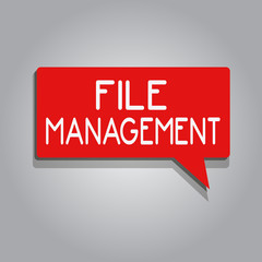 Writing note showing File Management. Business photo showcasing computer program that provides user interface to manage data.