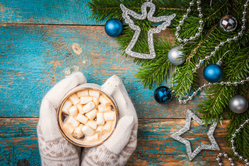 Christmas decor and a cup