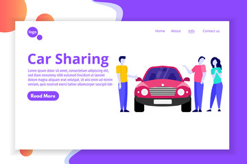 Obraz na płótnie Canvas Car Sharing, Transport renting service concept. Web, landing page template Vector illustration.