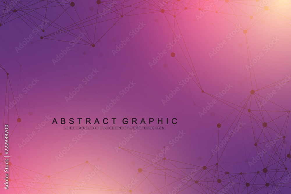 Poster Big data visualization. Artificial Intelligence and Machine Learning Concept. Graphic abstract background communication. Perspective backdrop visualization. Vector illustration.