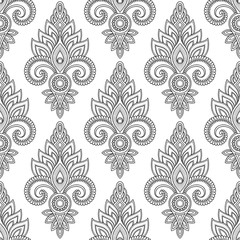 Seamless decorative flower pattern in ethnic oriental indian style. Template for wallpaper, upholstery and wrapping paper.