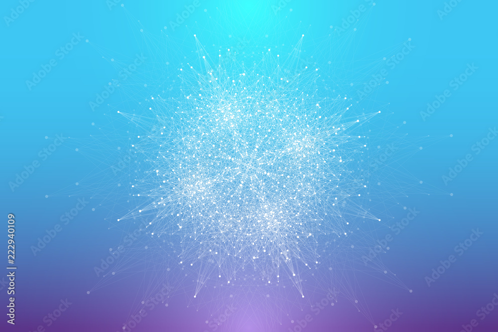 Poster Big data visualization. Graphic abstract background communication. Perspective backdrop. Minimal array. Digital data visualization. Representing the global, international meaning. Vector illustration.