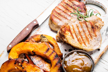 Meat steak with pumpkin