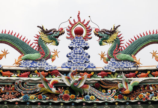 Dragons on a temple roof