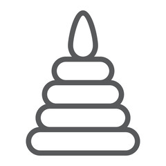 Toy pyramid line icon, child and play, tower sign, vector graphics, a linear pattern on a white background.