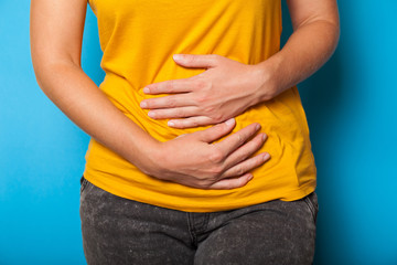 Pms pain, stomach ache. Endometriosis syndrome, diarrhea concept.