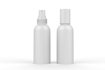 Blank Cosmetic Spray Can Mock Up On Isolated White Background, Ready For Design Presentation, 3D Illustration