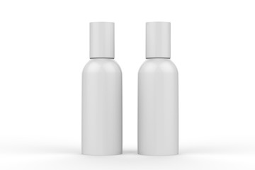 Blank Cosmetic Spray Can Mock Up On Isolated White Background, Ready For Design Presentation, 3D Illustration