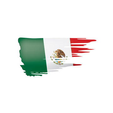 Mexican flag, vector illustration on a white background.