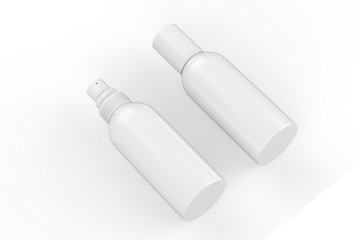 Blank Cosmetic Spray Can Mock Up On Isolated White Background, Ready For Design Presentation, 3D Illustration