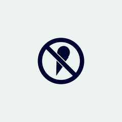 no ice cream icon, vector illustration. flat icon