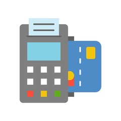 EDC machine and credit card, bank and financial related icon
