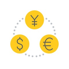 currency exchange euro yen and dollar, bank and financial related icon