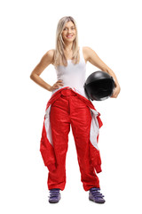 Woman racer holding a helmet © Ljupco Smokovski