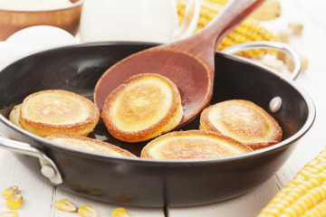 Corn pancake on the table