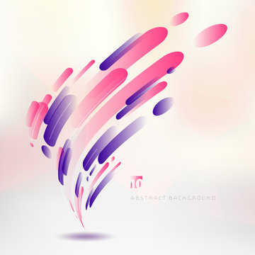 Abstract technology pink and purple geometric rounded lines pattern twist rotate motion background modern style.