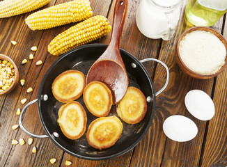 Corn pancake on the table