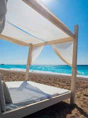 Fototapeta na wymiar White canopy on the beach