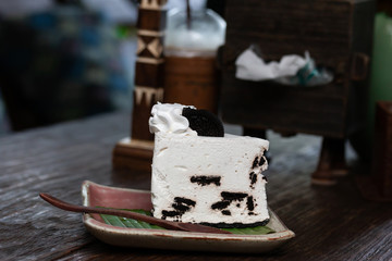 Chocolate Cake On the banana leaf
