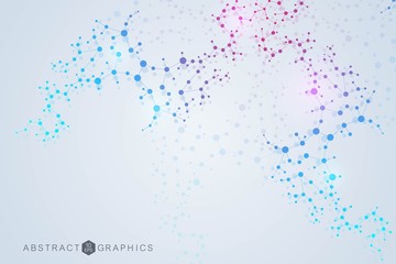 Structure molecule and communication. Dna, atom, neurons. Scientific concept for your design. Connected lines with dots. Medical, technology, chemistry, science background. Vector illustration.